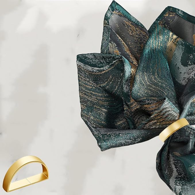 32 Pcs Matt Gold Napkin Rings - Metal Napkin Ring,Stainless Steel Napkin Rings for Table Settings Wedding Christmas Party Dinner Table(Semicircle)