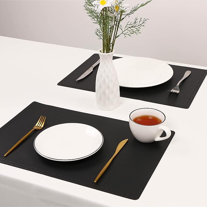 Faux Leather Placemats, PU Table Mats, Set of 4, Waterproof, Stain Resistant, Heat Resistant, Non-Slip Easy to Clean for Kitchen Dining Table,Conference Table