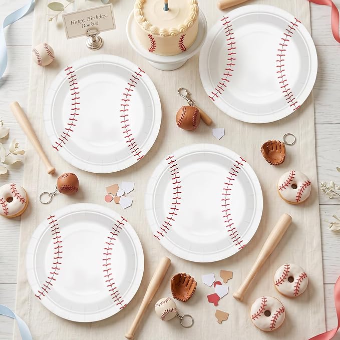 Baseball Paper Plates, 7 Inch, 40 Pack | Baseball Party Decorations Supplies - Image 4