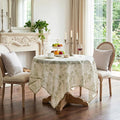 jinchan Green Farmhouse Floral Linen Square Table Cloth 52 x 52 Inch | by JINCHAN