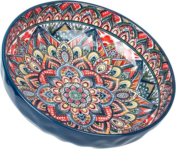 75 Oz Serving Bowls, Bohemian Style Large Porcelain Dishes by Ronanemon