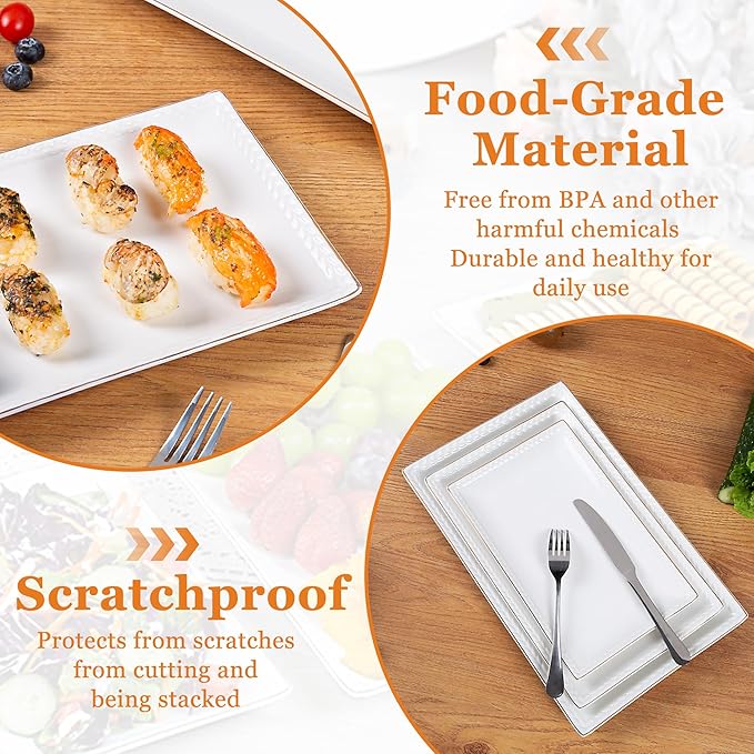 Kassel Ceramic Serving Platter Set | 16”/14”/12” Rectangular Serving Trays for Entertaining at Parties and Weddings | Oven Safe XL Serving Trays for Tacos, Steak and Cake