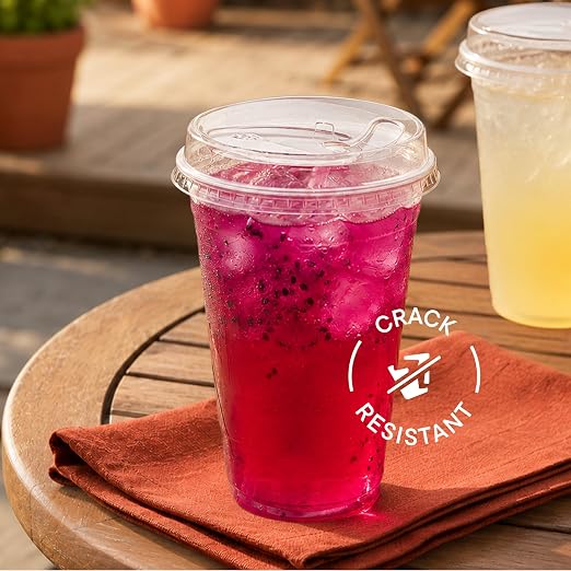 Clear Plastic Cups with Strawless Sip Lids - 20 oz PET Cups | Disposable Iced - Image 6