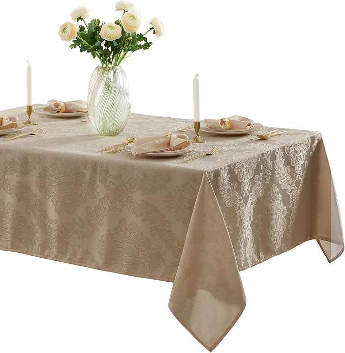 Newbridge Barcelona Luxury Damask Fabric Tablecloth, 70” Extra Wide x 108” by HomeBargainsPlus