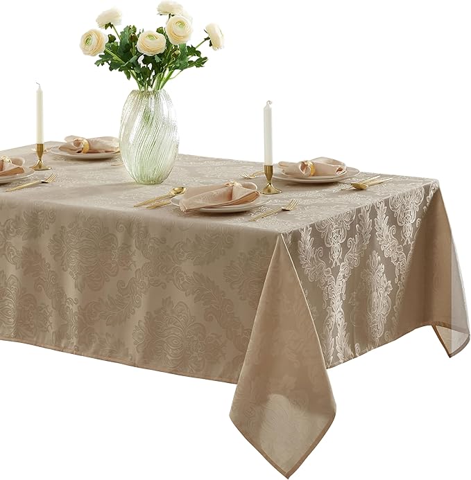 Newbridge Barcelona Luxury Damask Fabric Tablecloth, 70” Extra Wide x 144” by HomeBargainsPlus