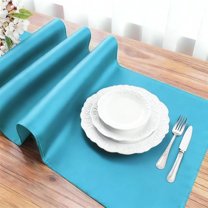 FOLINS&HOME Teal Waterproof Decorative Table Runner 36 Inches Long | 210GSM - Image 3