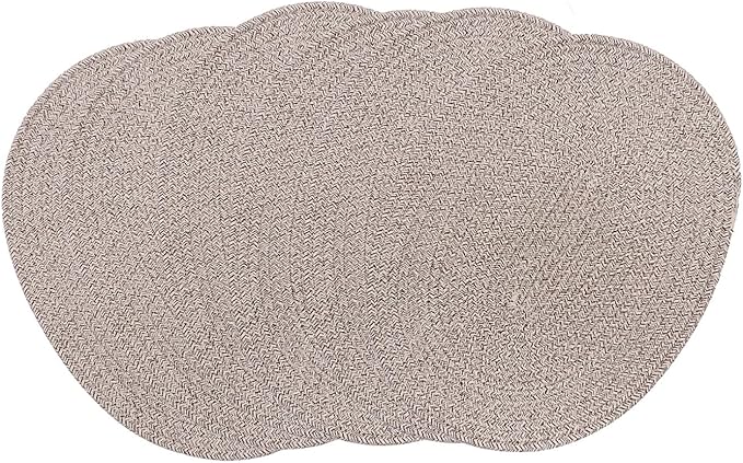 Braided Placemats Set of 6, Cotton Fabric Oval Table Mats Non Slip Washable 16 * 12 inch Oval Place Mats, 6 Pack Mix Brown Rope Woven Placemats