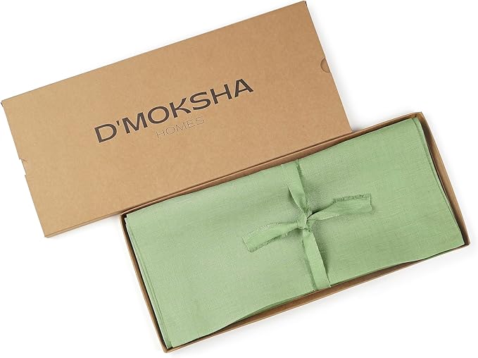 D'Moksha Homes Linen Sage Green Table Runner 108 Inches Long - 100% Pure Linen Dining Table Runner 14 x 108 Inch for Spring, St Patricks Day, Easter - Machine Washable