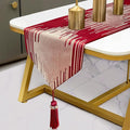 Luxury Red Gold Table Runner 72 Inches Long, Modern Abstract Geometric | Faux by Fullony