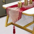Luxury Red Table Runner 13 x 98 Inches Long, Modern Gold Abstract Geometric | by Fullony