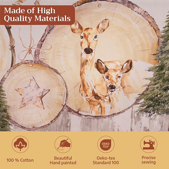 Maison d' Hermine Table Cloth Round Table 100% Cotton 63 Inches Fall Tablecloth Reusable Everyday Use for Thanksgiving Christmas Decorations Dining Farmhouse Party (Mountain Life)