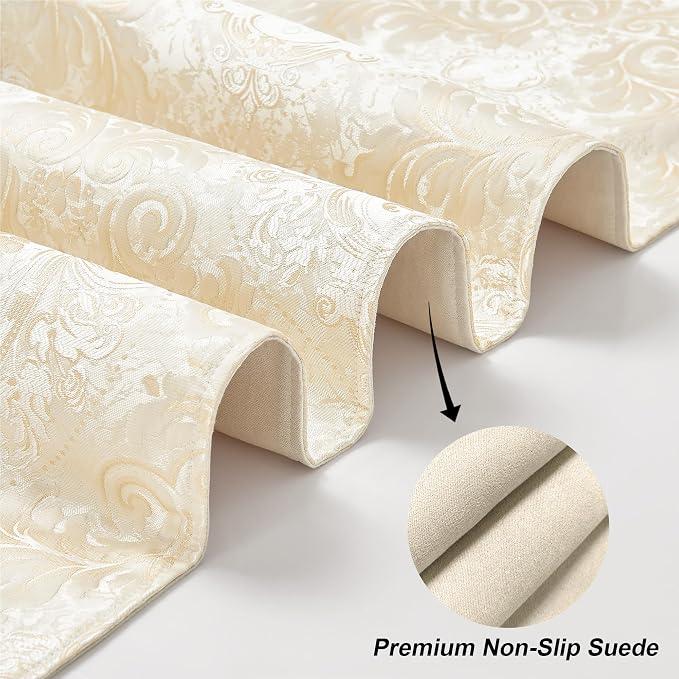 Loom and Mill Elegant Damask Table Runner 13x90 inch, Champagne Gold | Double - Image 4