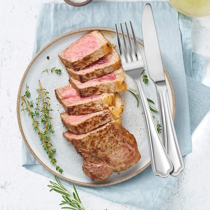 E-far Dinner Knives Set of 12, 9 Inch Stainless Steel Serrated Steak Butter - Image 4
