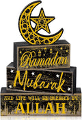 Moucuny 4 Pcs Ramadan Mubarak Table Decor Wooden Eid Mubarak Tabletop Signs by Moucuny