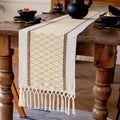 EMMTEEY Macrame Table Runner Boho Style 36 Inches Long, Hexagonal Yellow | by EMMTEEY