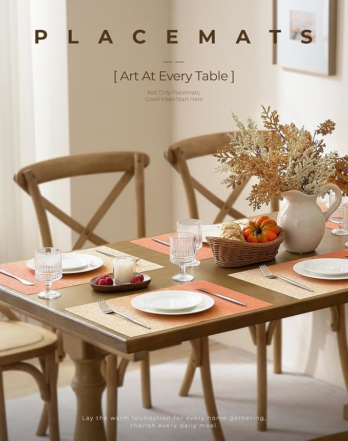 Leetaltree Gradient Burnt Orange Woven Placemats Set of 4 - Image 2