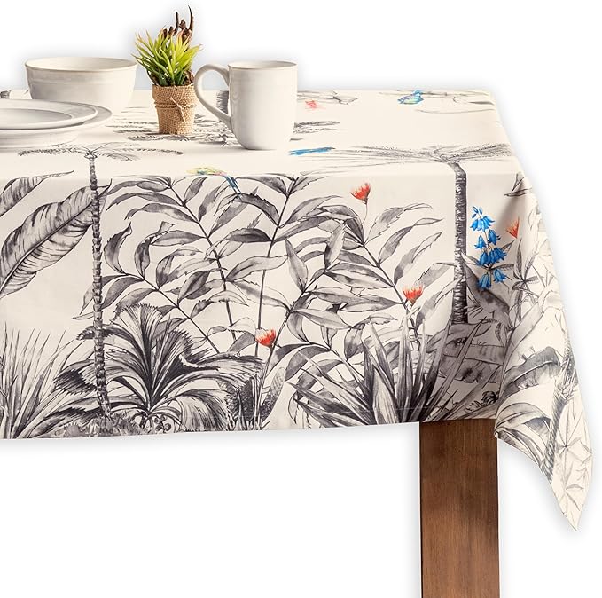 Maison d' Hermine Table Cloth Rectangle Table 100% Cotton 60 x 108 Inches Fall Tablecloth Reusable Everyday Use for Thanksgiving Christmas Decorations Dining Farmhouse Party (Amazonia)