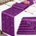Purple Satin Table Runner 12 x 108 Inch, 6 Pack | Bright Smooth Damask by Eychei