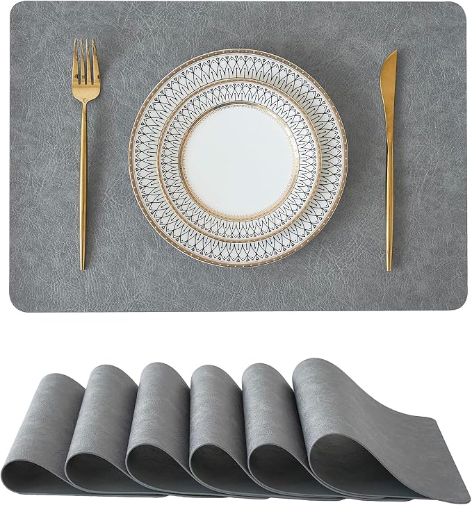 Leetaltree Reversible Faux Leather Placemats Set of 6, 12x17 Inch – by Leetaltree-ArtatEveryTable