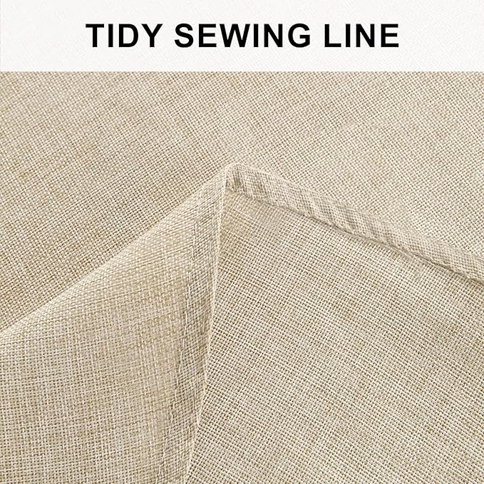 Hiasan Round Linen Tablecloth 40 Inch - Wrinkle and Stain Resistant Washable Polyester Fabric Table Cloth for Dining Room Kitchen Party, Beige