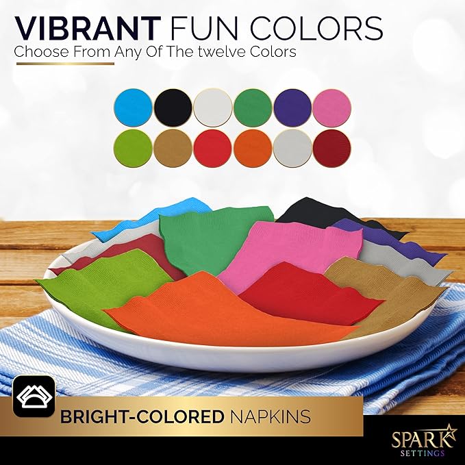 Big Party Pack 40 Count Black Dinner Napkins Tableware- Ideal for Wedding, Party, Birthday, Dinner, Lunch, Cocktails. (7” x 7”)