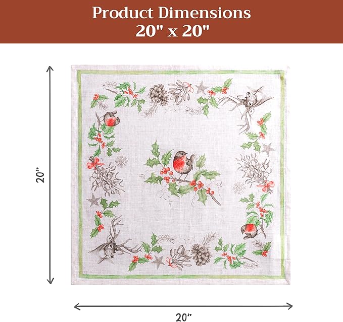 Maison d' Hermine Cloth Napkins Set of 4 100% Cotton for Thanksgiving Christmas Decorations Everyday Reusable Square Fall Napkins Cloth Washable Dinner Party (Christmas Dew, 20"x20")