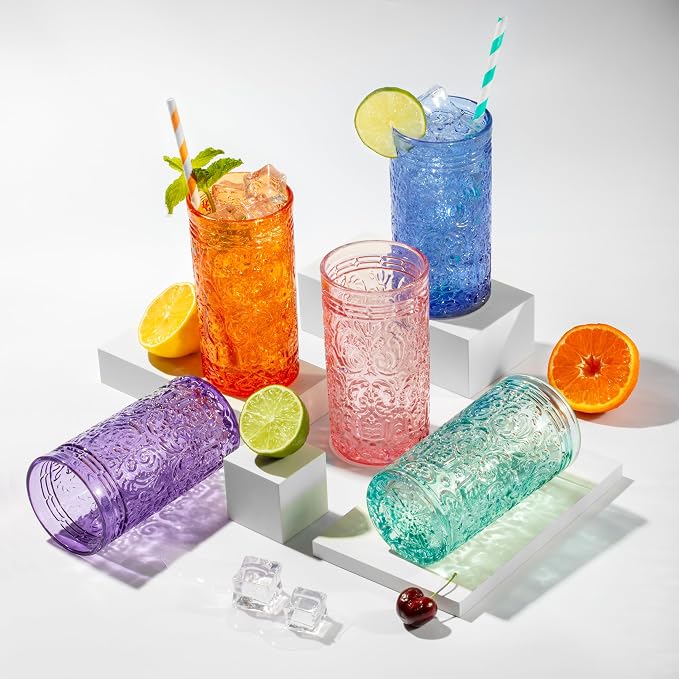 Godinger Jax Highball Beverage Glass Cup Orange Spice – Set of 4 - Image 4