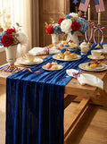 Velvet Table Runner 29x120 Inch Navy Blue Luxury Retro Soft Fabric Cloth | 5 by SoarDream