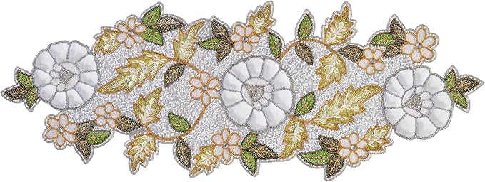 Beaded Table Runner Decore 36 inches Long Christmas Flower Design Beaded Table by byHomeDecorativeProduct