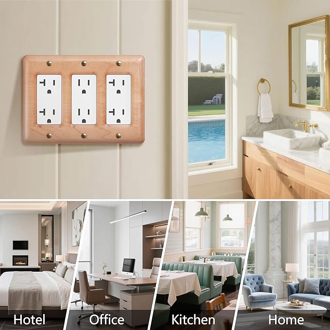 Triple Light Switch Cover Plate Premium Maple Wood Design For Elegant And Durable Switch Plates