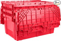Hudson Exchange 27.3 x 17.2 x 12.6 (3 Pack) Storage Tote Distribution Container with Hinged Attached Lid, Red