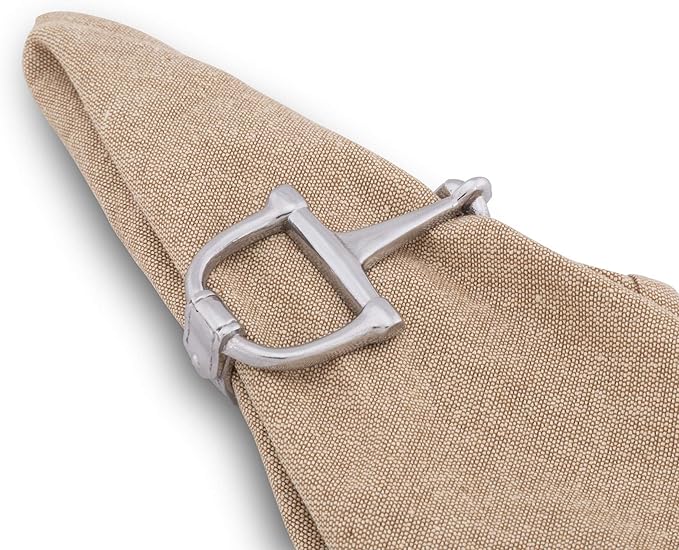 Arthur Court Designer Metal Bit Napkin Rings, Set of 4, Equestrian Aluminum Cast, Horse Horseshoe Decor for Cowboy, Cowgirl Riders and Horse Lovers
