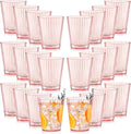 24 PCS Plastic Ribbed Drinking Glasses Pink 10oz Vintage Ripple Stemless Wine by SHIQIKEJIPTY