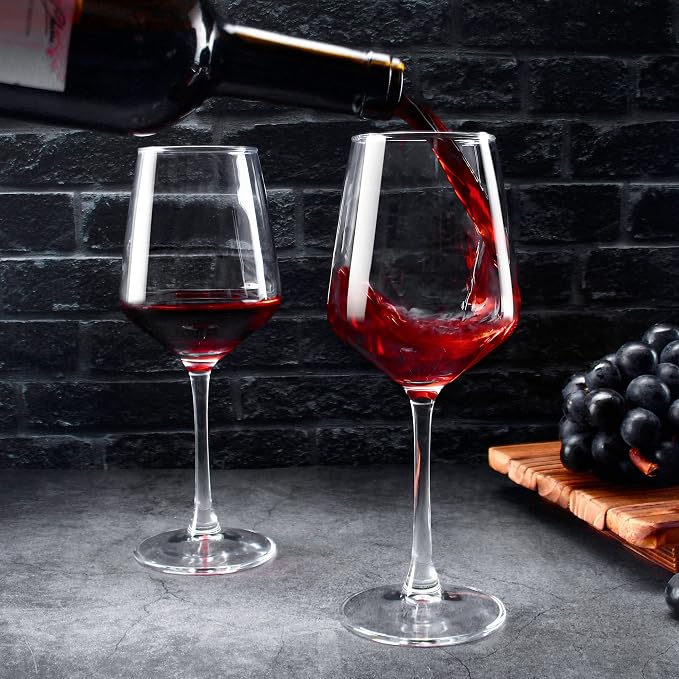 SHYRC Wine Glasses Set of 6, 12oz Clear Red/White Wine Glasses, Long Stem - Image 5