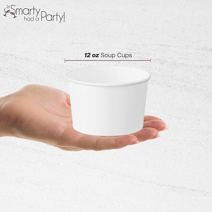 Smarty Had A Party 1000 Squat Paper Soup Cups 12 oz Disposable Paper Soup Cups for Hot Food and Takeout Container Use