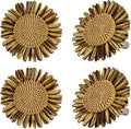 Raffia Sunflower Napkin Rings Set of 4, Braided Daisy Floral Napkin Ring Holders by wonlex