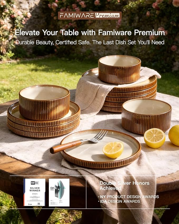 Stoneware Dinnerware Sets, Reactive Glaze Dishes Set - Image 8
