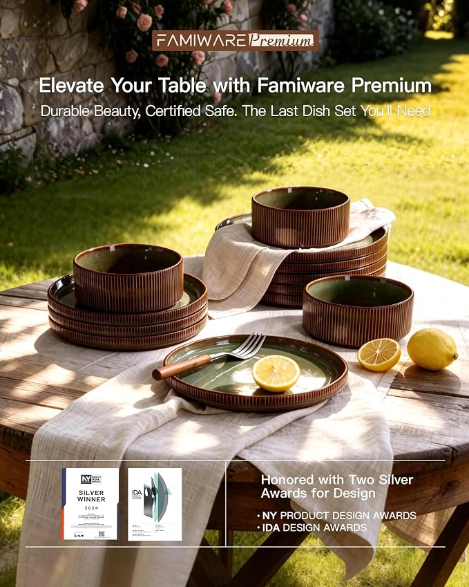 Stoneware Dinnerware Sets, Reactive Glaze Dishes Set - Image 8
