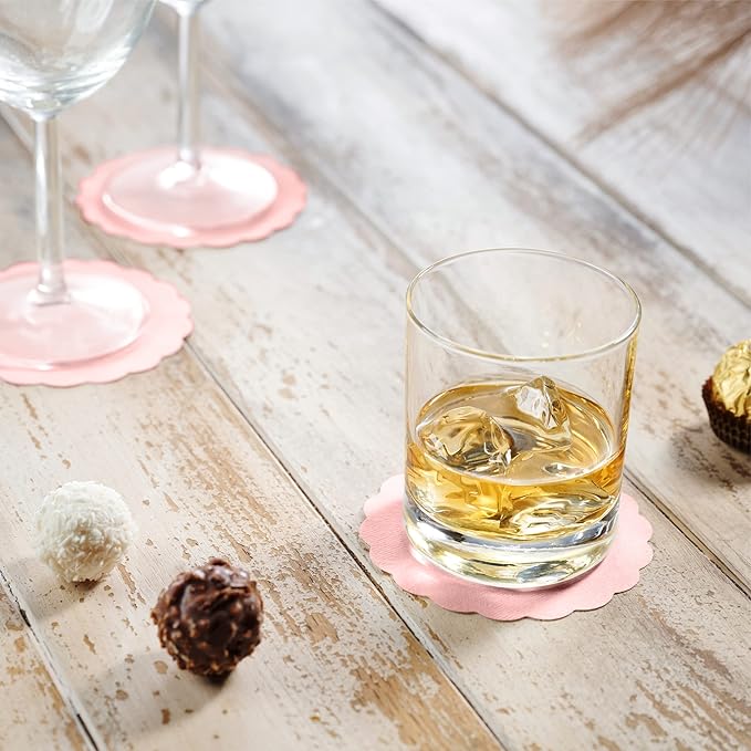 Disposable Pink Paper Coasters for Drinks, 3.5 Inch Round Coasters for Bar, Cocktail, Beverage, Wine Or Event, 500 Pack Bulk