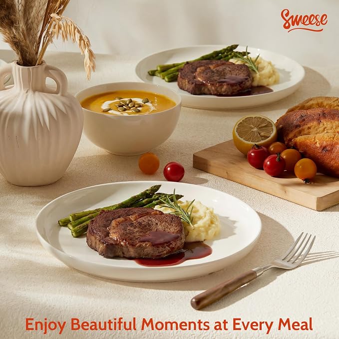 Sweese Porcelain Dinner Plates Set of 6, 10 Inch Lightweight Round Dish Set - Image 7