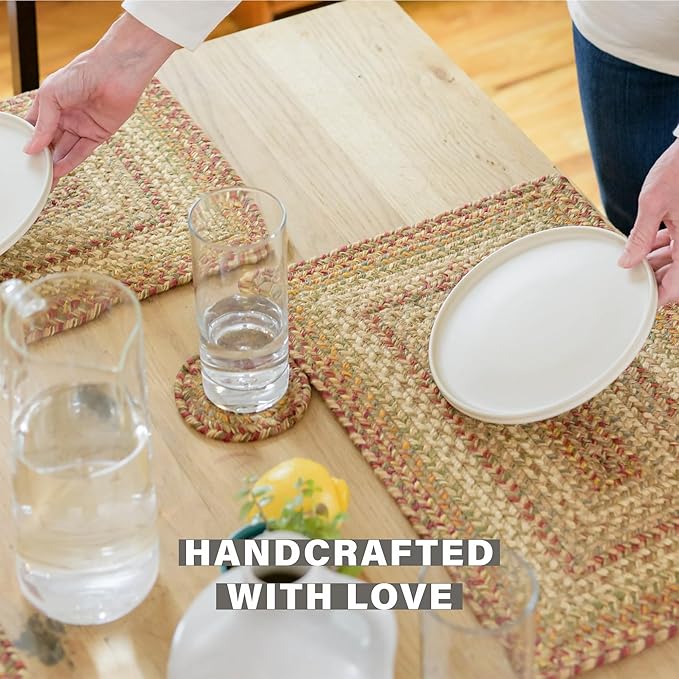 Homespice Harvest Braided Jute Coasters 4", Warm Country Decor, Set of 6, Multicolor - Durable, Absorbs Moisture, Easy to Clean and Protects Furniture