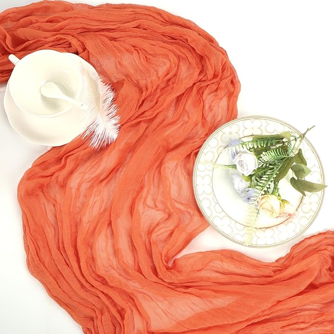 12 Pack Orange Cheesecloth Table Runner 17 x 108 Inch | Boho Gauze Cheese Cloth - Image 7