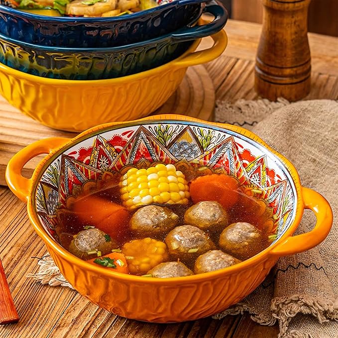 2 Pack Boho Ceramic Serving Bowls - Image 2