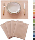Demetex Pink Placemats Set of 4 Heat Resistant Linen Plate Mats Valentine Cloth Place Mats for Dining Tables Restaurants, 13 x 19 inches, Pink