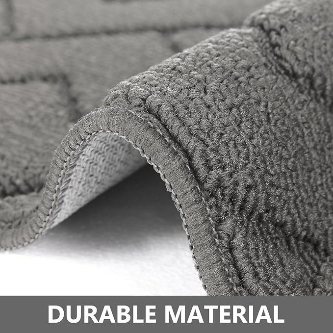hicorfe Kitchen Rugs and Mats Sets,2 Pieces Super Absorbent Polypropylene Non-Slip Rug,Soft Comfort Floor Mat,Machine Wash for Kitchen,Hallway,Office,Sink,Laundry(20" x 32"+20" x 48",Grey)