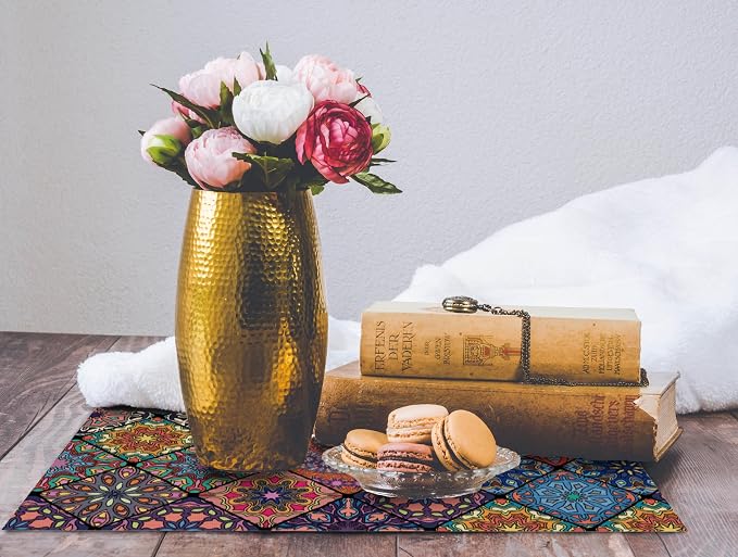 Boho Bohemian Placemats Set of 4, Line Table Mats | Vibrant Mosaic Print - Image 3