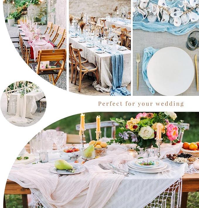 YMHPRIDE 12 Pack Cheesecloth Table Runner 35x120in Dusty Rose Table Runner | - Image 7