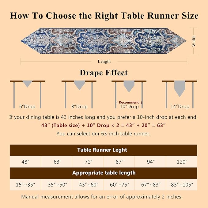 Wedding Table Runner 48“ Navy Blue and White Tassels - Image 6