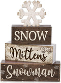 Moucuny 4 Pcs Winter Table Decorations Wooden Snowflake Decor Christmas Tiered by Moucuny