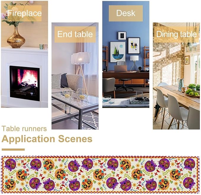 Mexican Fiesta Table Runner Decoration Skull Cinco De Mayo Dia De Los Muertos - Image 8